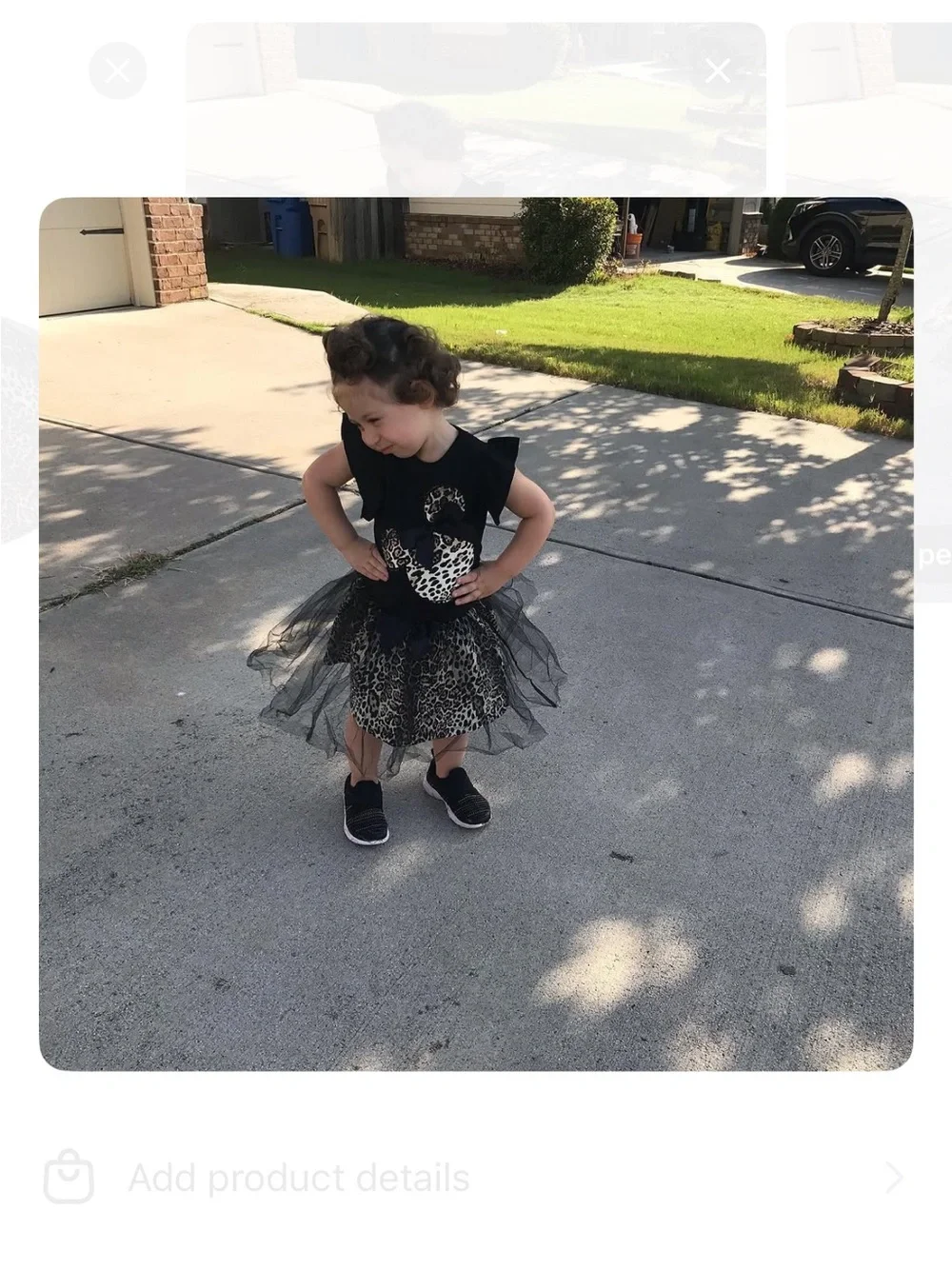 Girls Black and Leopard Tulle Skirt Costume Set with Purse